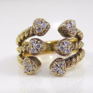 Judith Ripka Sterling Silver Gold Vermeil Ring
